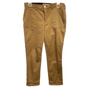 Democracy"Ab Technology" English Khaki Clay Cropped Cuffed Stretchy Pants Size 8